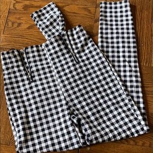 Black and white box print pant high rise